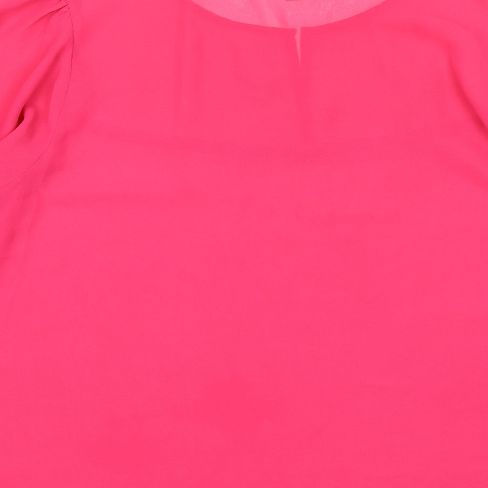 Gap Womens Pink Polyester Basic Blouse Size L Round Neck