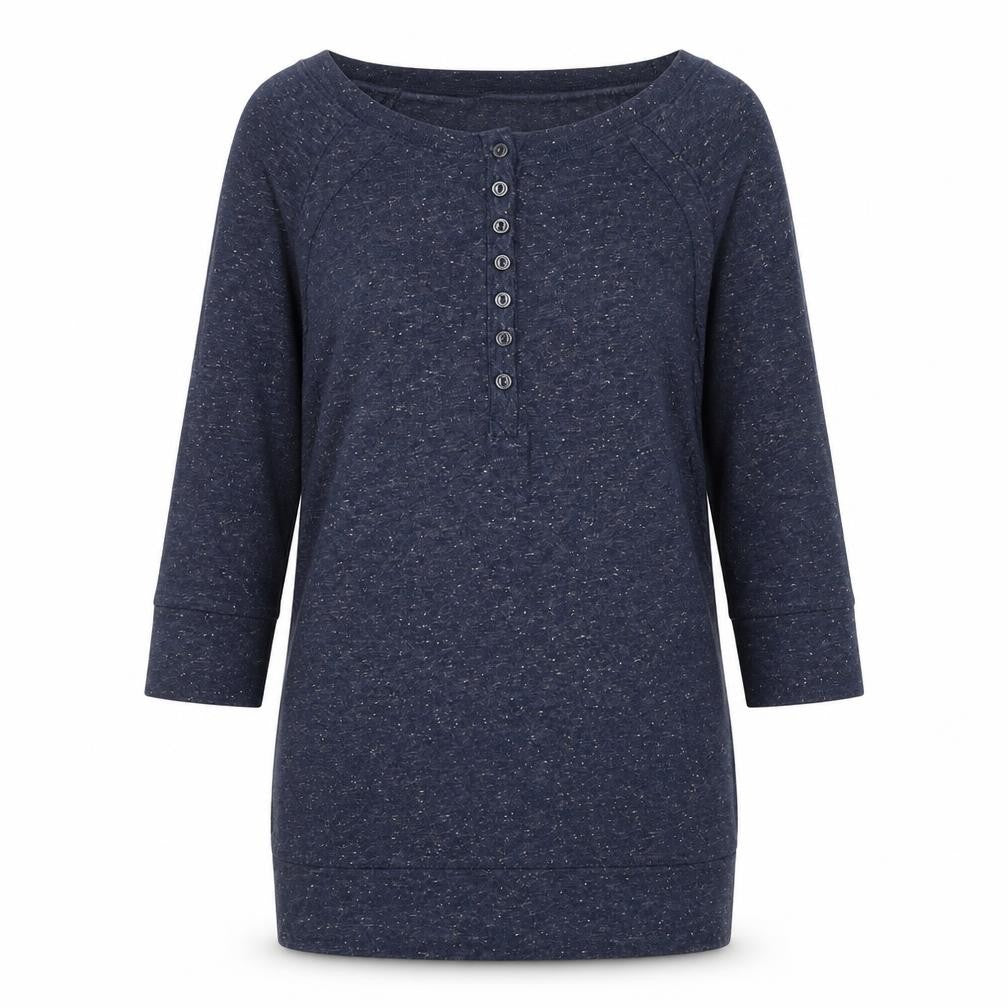 Divided by H&M Womens Blue Geometric Polyester Basic Blouse Size 8 Round Neck