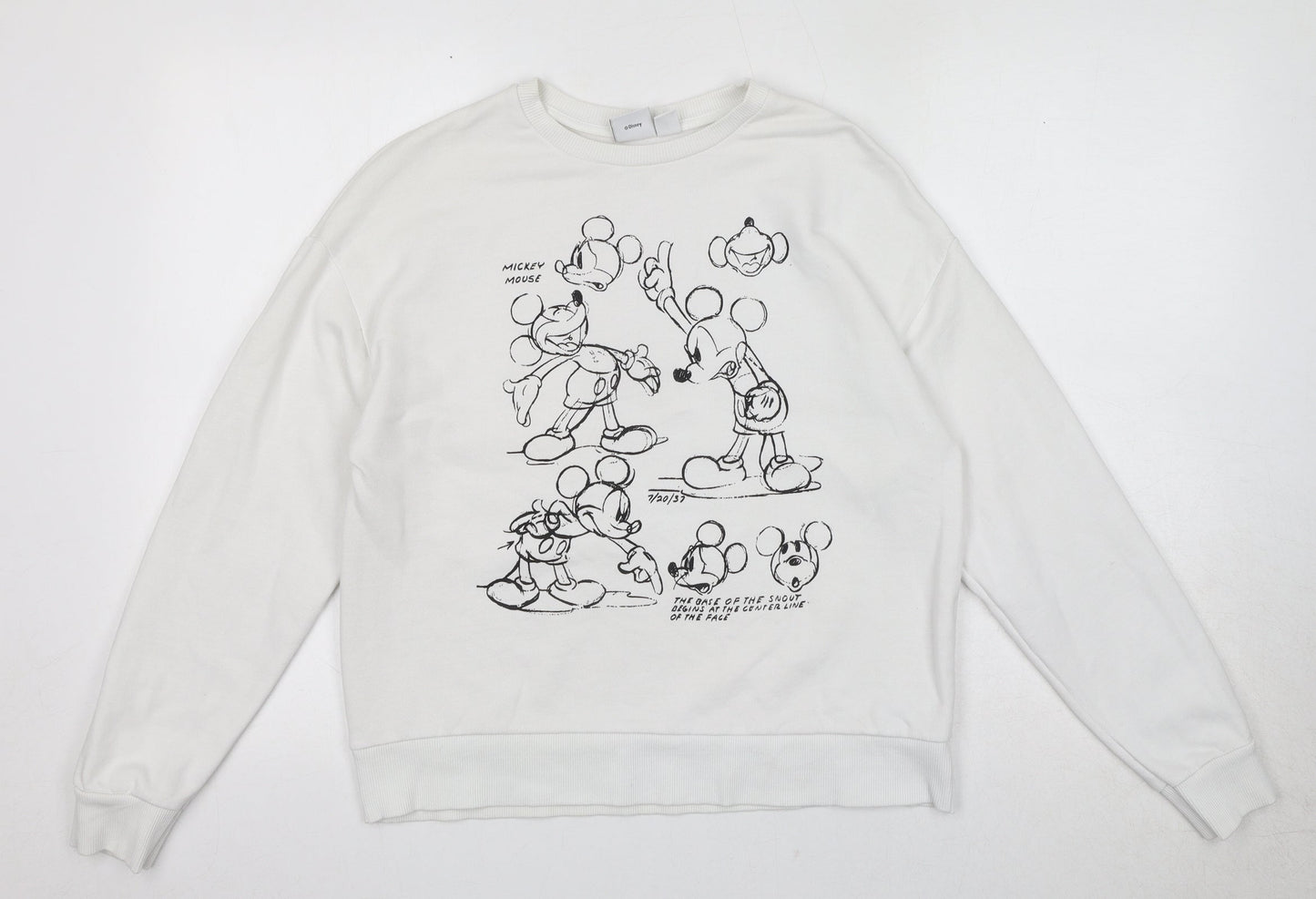 Disney Womens White Cotton Pullover Sweatshirt Size 6 Pullover - Size 6-8, Mickey Mouse