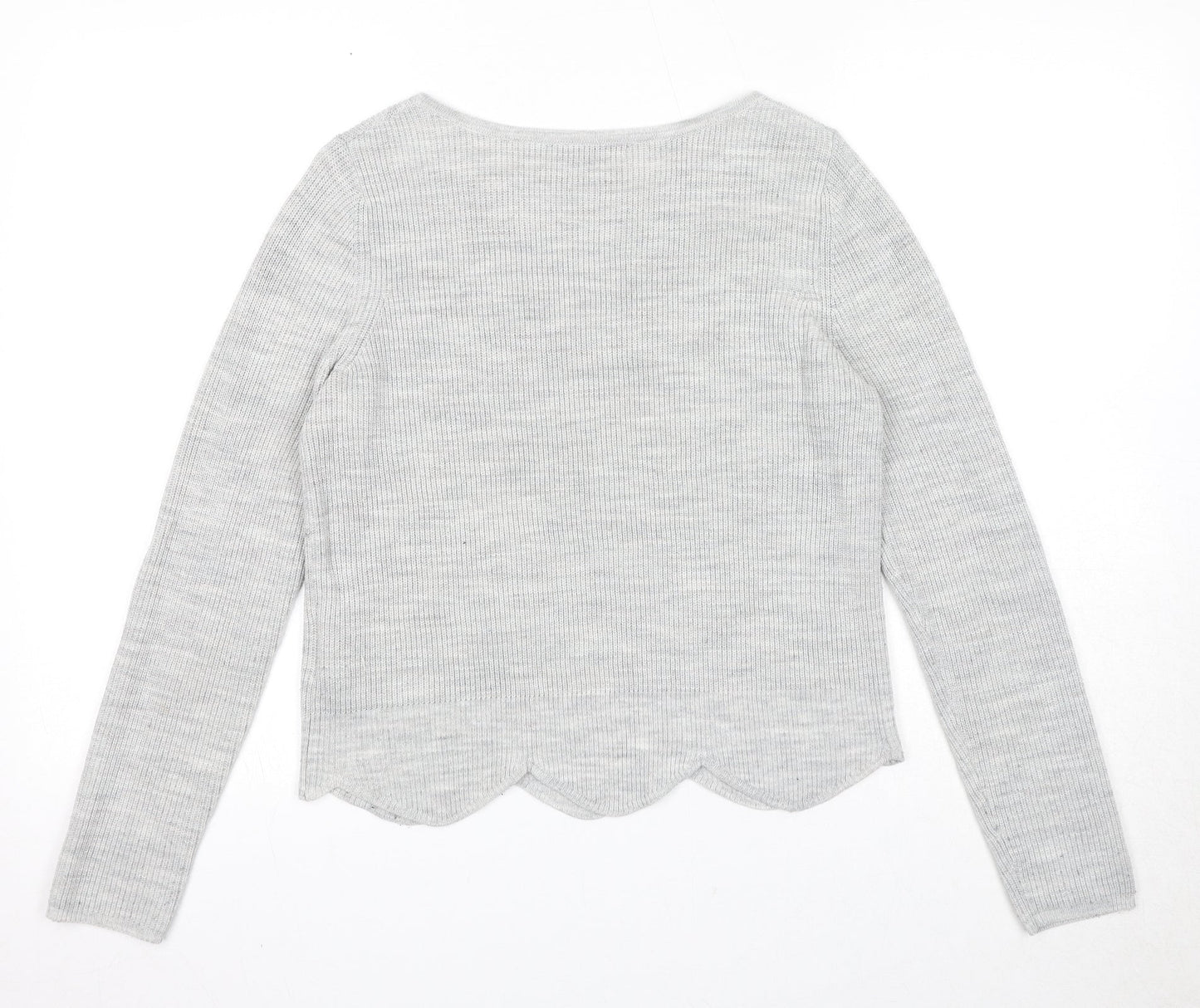 Camaieu Womens Grey Round Neck Acrylic Pullover Jumper Size S