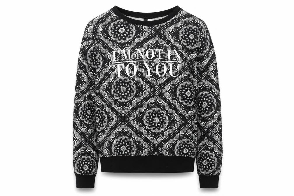 Divided by H&M Womens Black Geometric Cotton Basic Blouse Size XS Round Neck - I'm Not In To You