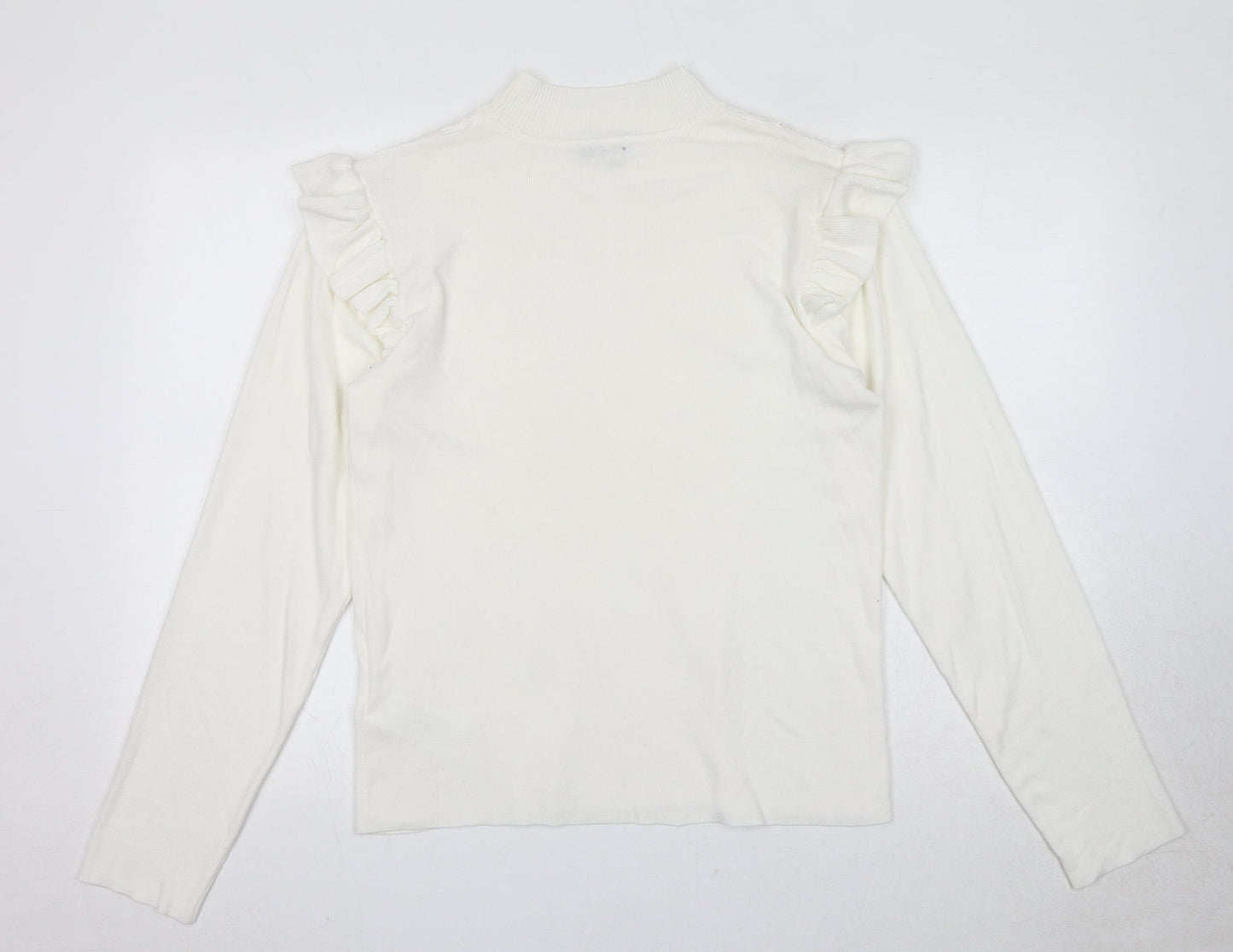 Chi Chi Womens White Mock Neck Polyester Pullover Jumper Size L