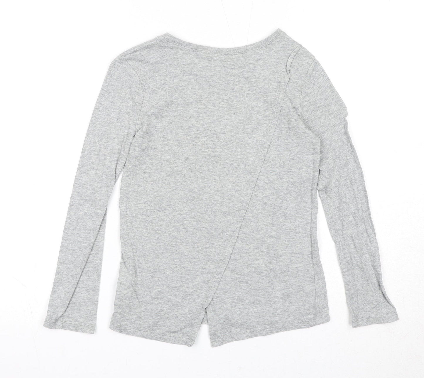Gap Girls Grey Cotton Basic T-Shirt Size S Round Neck Pullover - Girls Can Do Anything