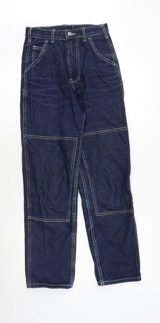 J.Galt Womens Blue Cotton Straight Jeans Size S Regular Zip