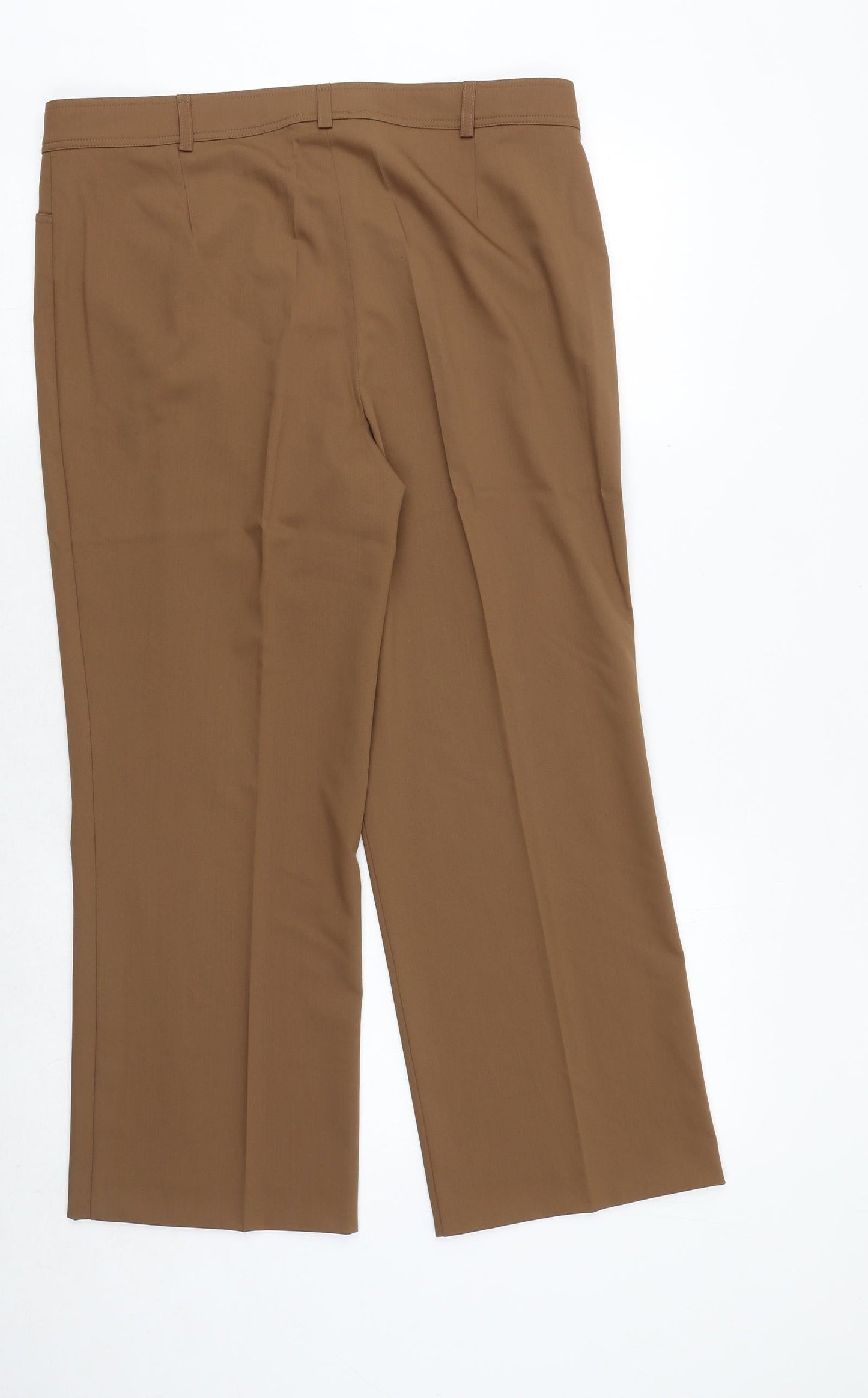 FRANK WALDER Womens Brown Polyester Trousers Size 16 Regular Zip