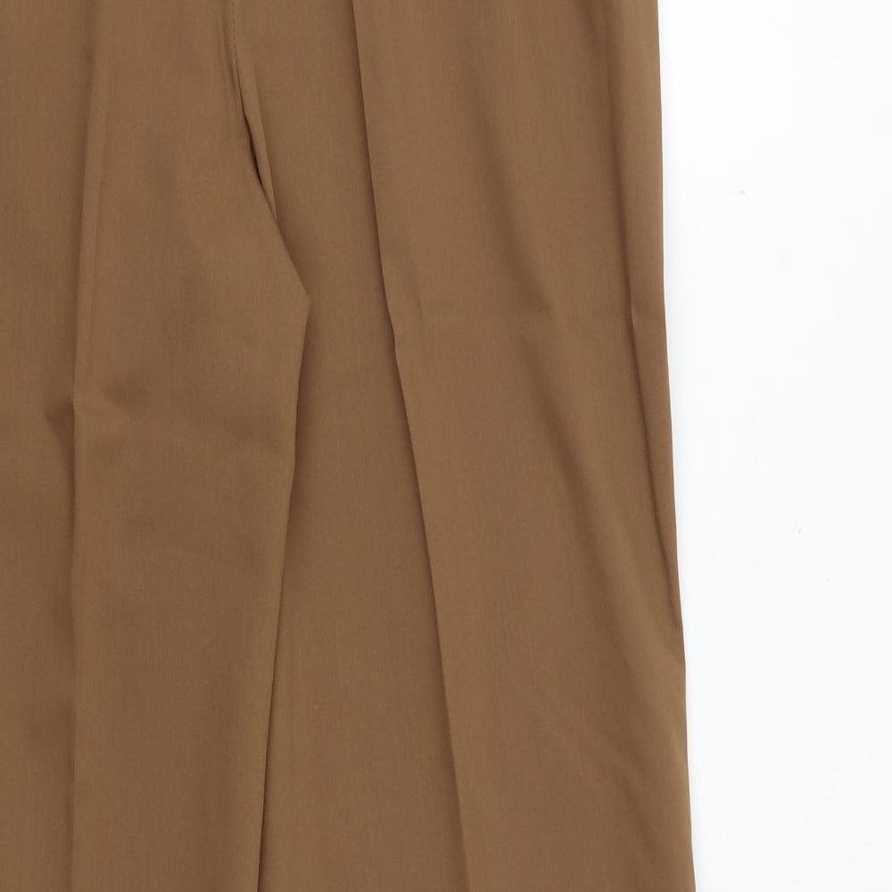 FRANK WALDER Womens Brown Polyester Trousers Size 16 Regular Zip