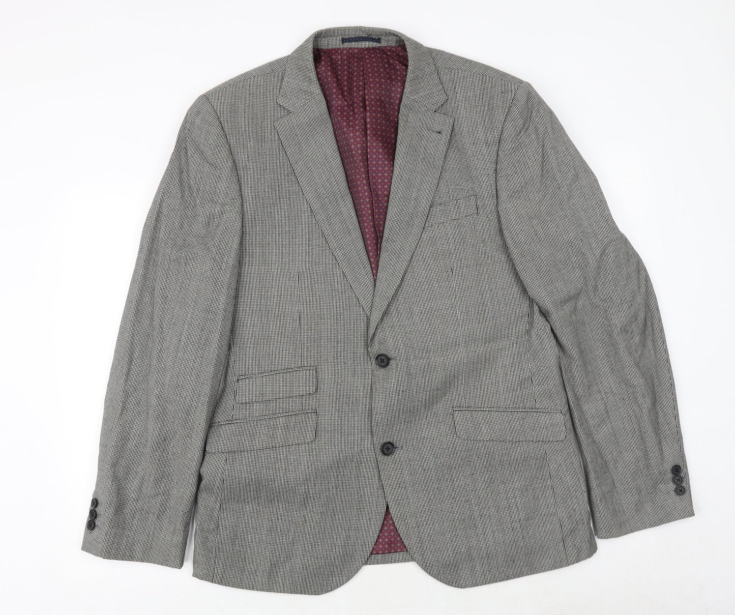 NEXT Mens Grey Geometric Wool Jacket Suit Jacket Size 42 Regular