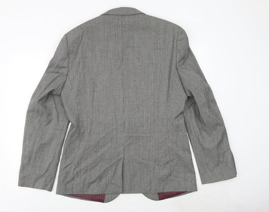 NEXT Mens Grey Geometric Wool Jacket Suit Jacket Size 42 Regular