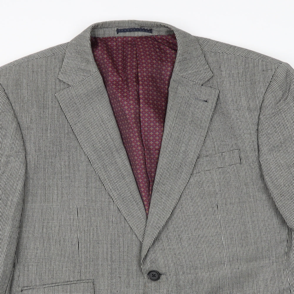 NEXT Mens Grey Geometric Wool Jacket Suit Jacket Size 42 Regular