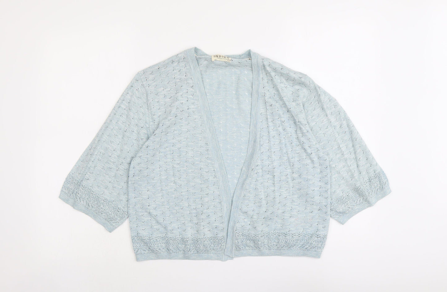 Indigo Womens Blue V-Neck Acrylic Cardigan Jumper Size 14