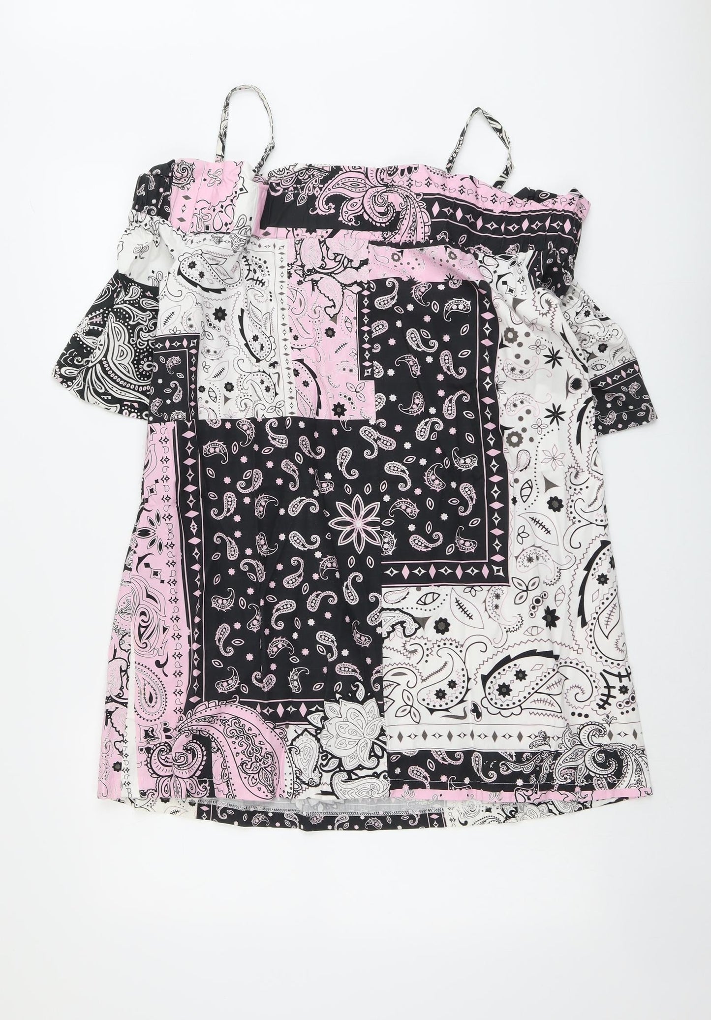 ASOS Womens Multicoloured Paisley Cotton A-Line Size 10 Square Neck Pullover