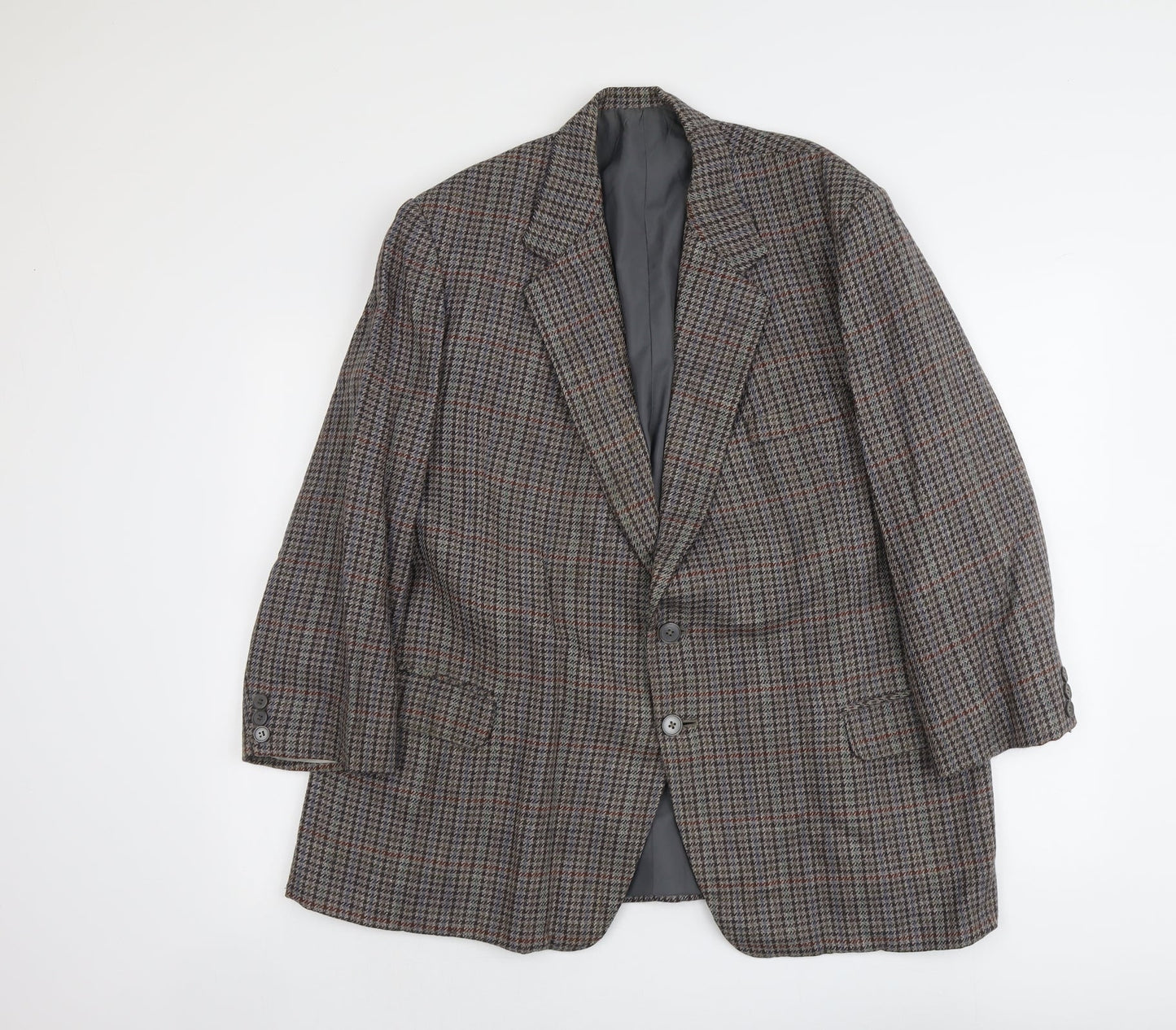 Washington Mens Grey Geometric Wool Jacket Suit Jacket Size 44 Regular