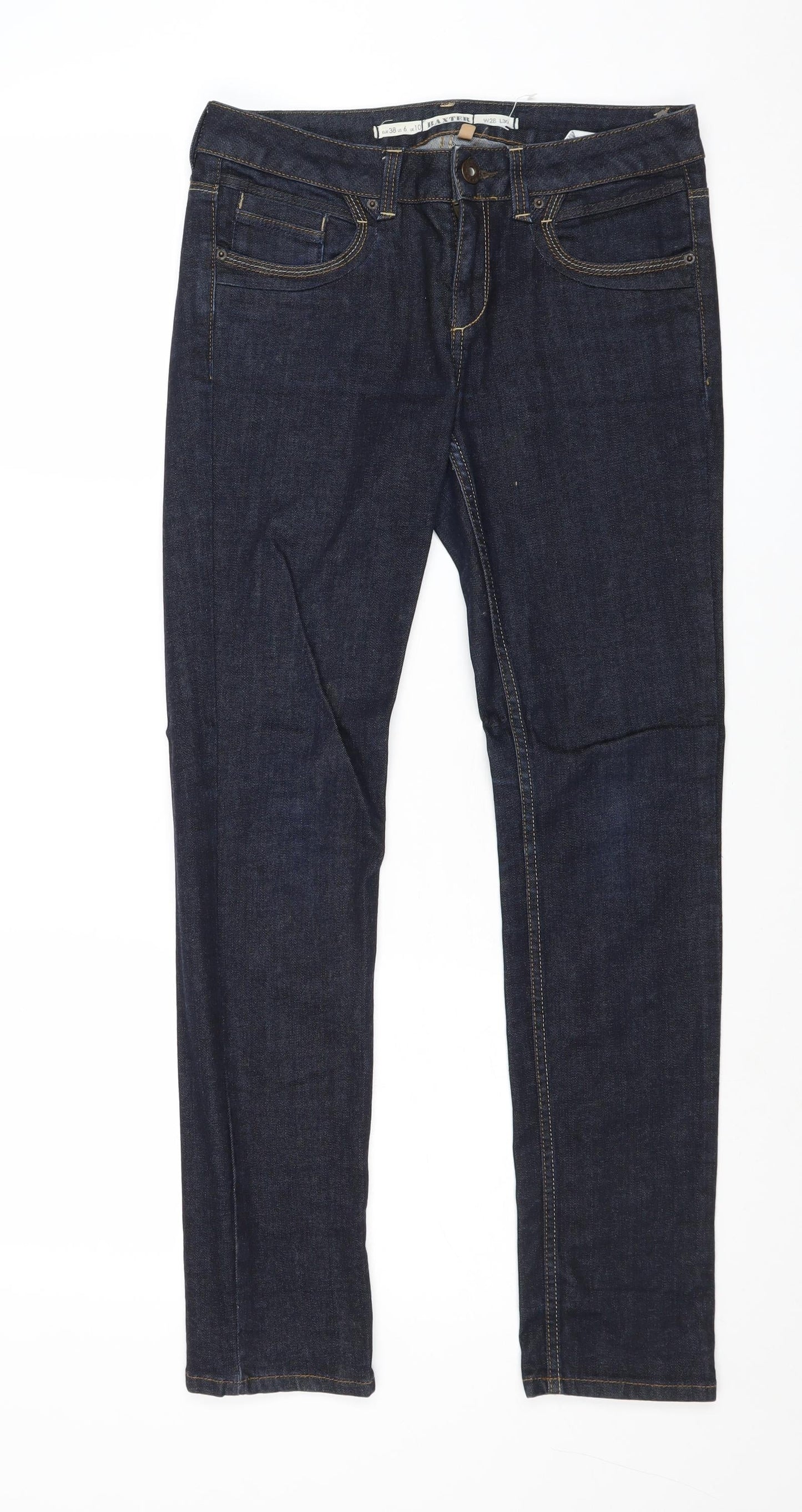 Topshop Womens Blue Cotton Straight Jeans Size 28 in Regular Zip