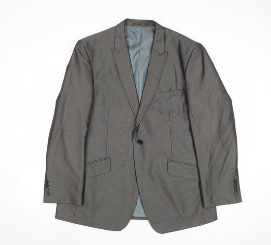 Fellini Mens Grey Polyester Jacket Suit Jacket Size 42 Regular