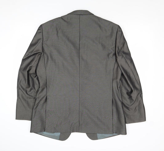 Fellini Mens Grey Polyester Jacket Suit Jacket Size 42 Regular