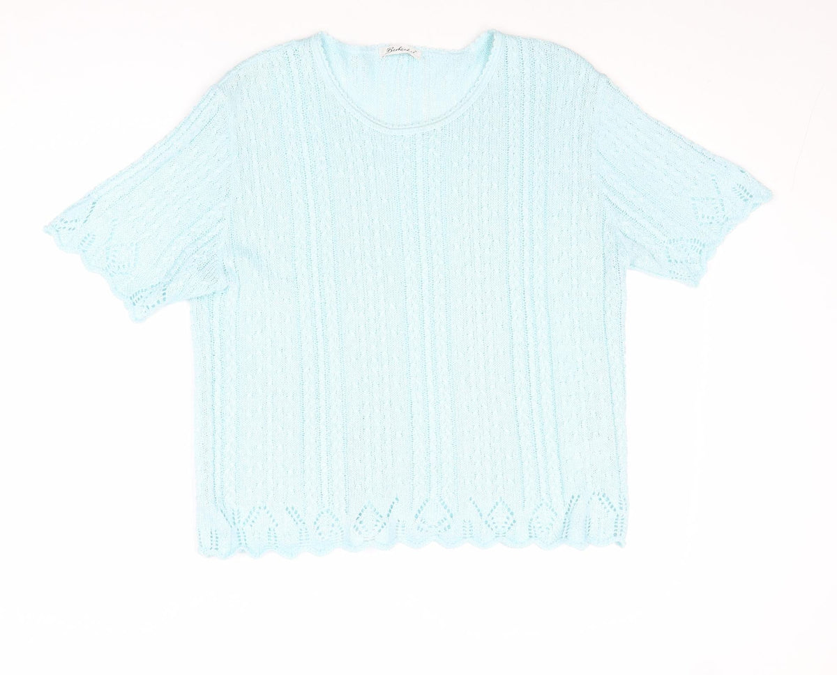 Berkertex Womens Blue Round Neck Acrylic Pullover Jumper Size 14 - Size 14-16