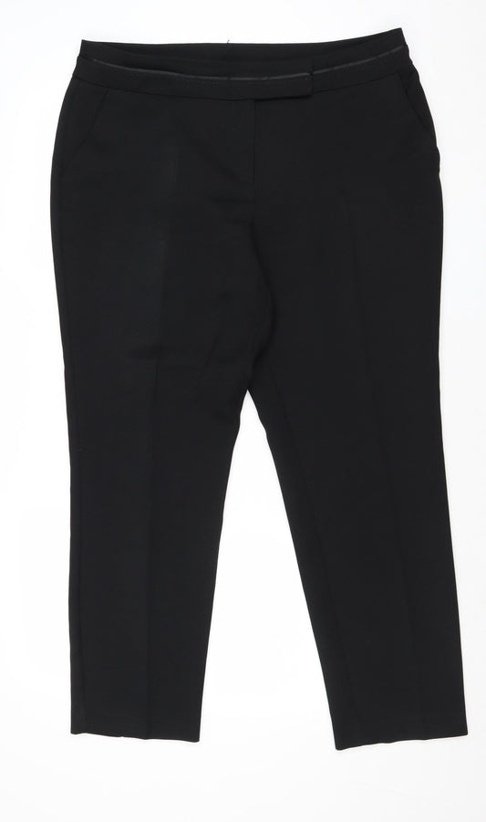 Very Womens Black Polyester Trousers Size 16 Regular Zip
