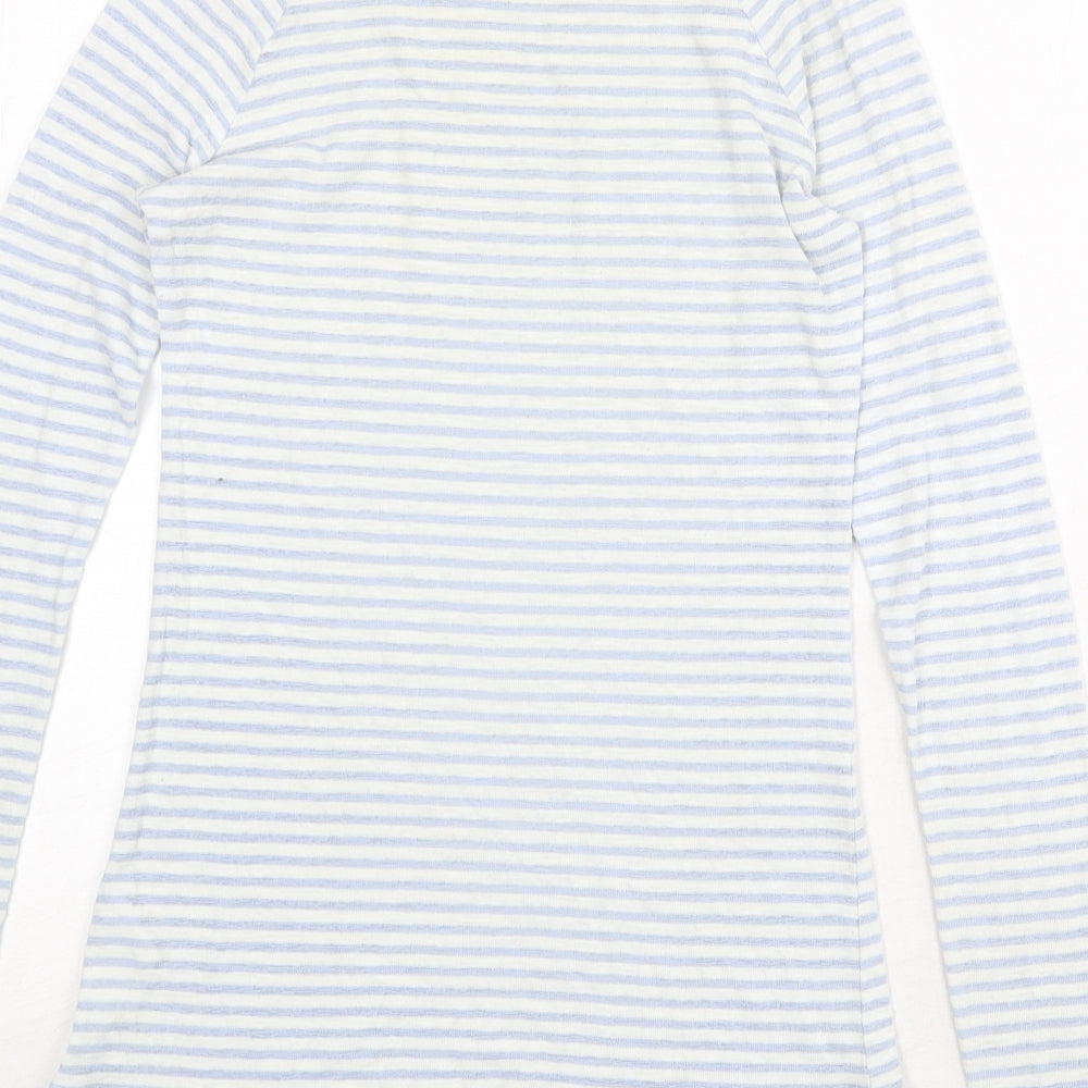 MTWTFSS Weekday Womens Blue Striped Cotton Basic T-Shirt Size S Round Neck