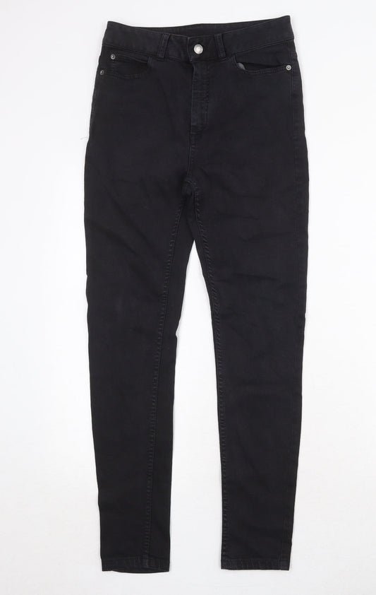 Marks and Spencer Womens Black Cotton Skinny Jeans Size 8 Regular Zip