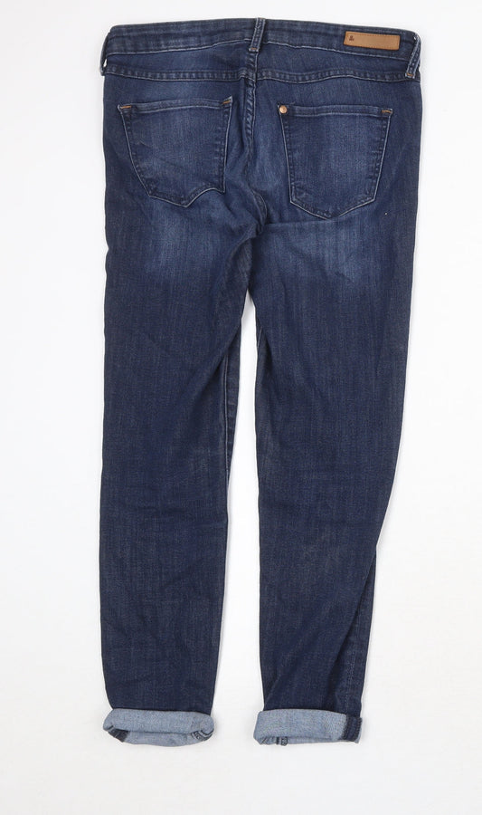 H&M Womens Blue Cotton Straight Jeans Size 31 in Regular Zip