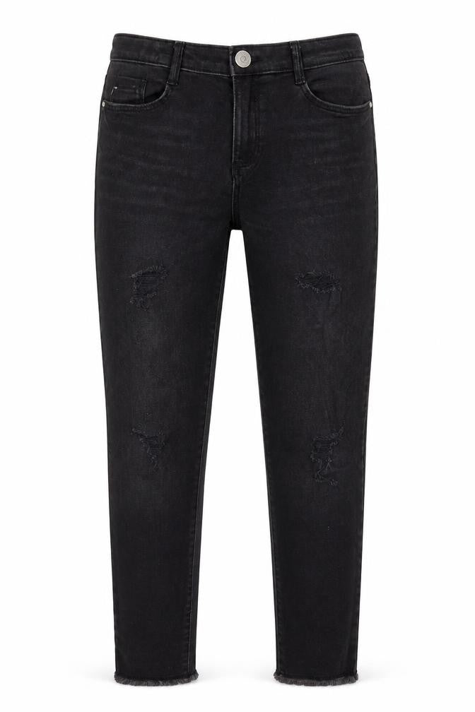 River Island Girls Black Cotton Skinny Jeans Size 12 Years Regular Zip - Distressed