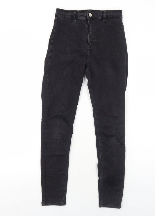 Topshop Womens Black Cotton Skinny Jeans Size 6 L30 in Regular Zip