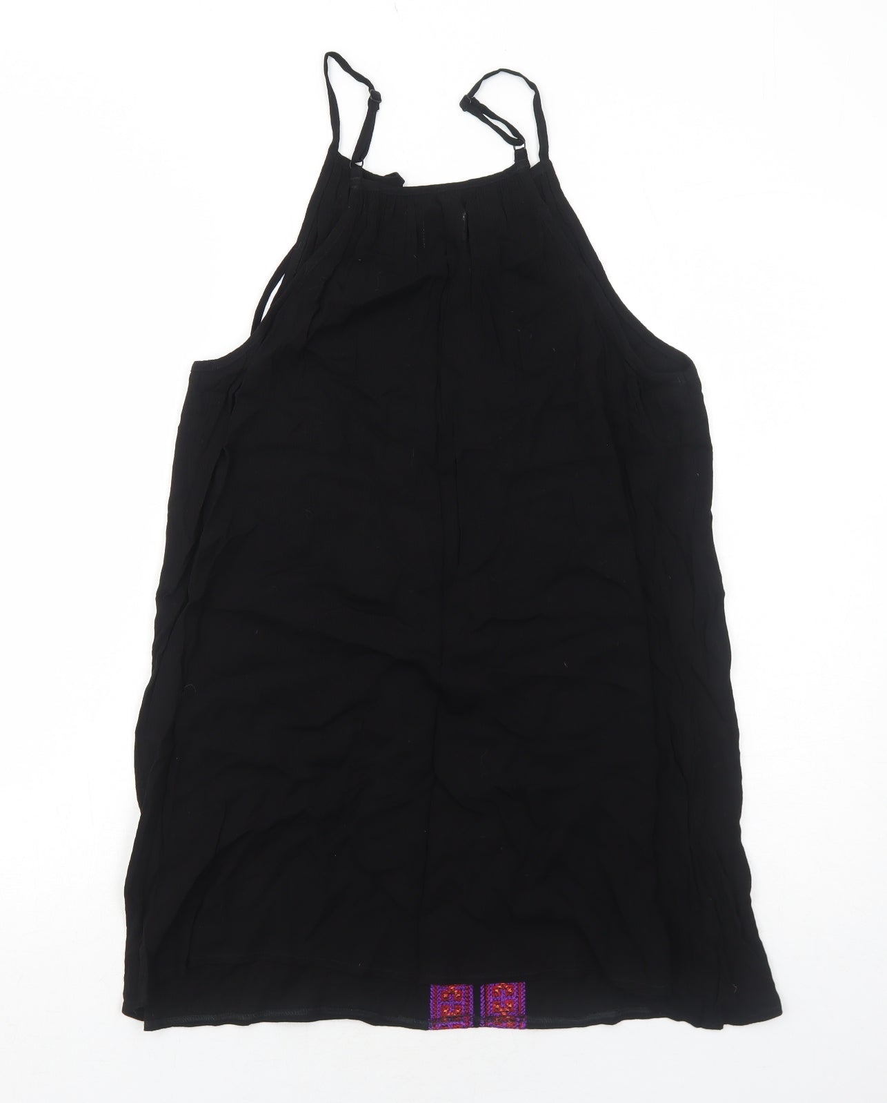 Kiss the Sky Womens Black Geometric Polyester Tank Dress Size XS V-Neck Pullover