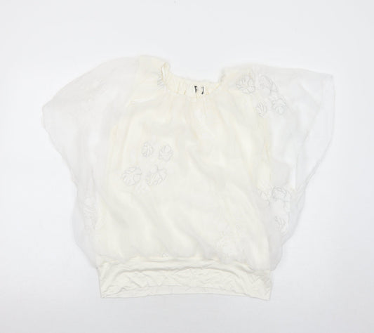 Klass Womens White Polyester Basic Blouse Size 14 Round Neck