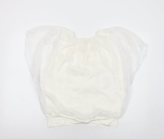 Klass Womens White Polyester Basic Blouse Size 14 Round Neck