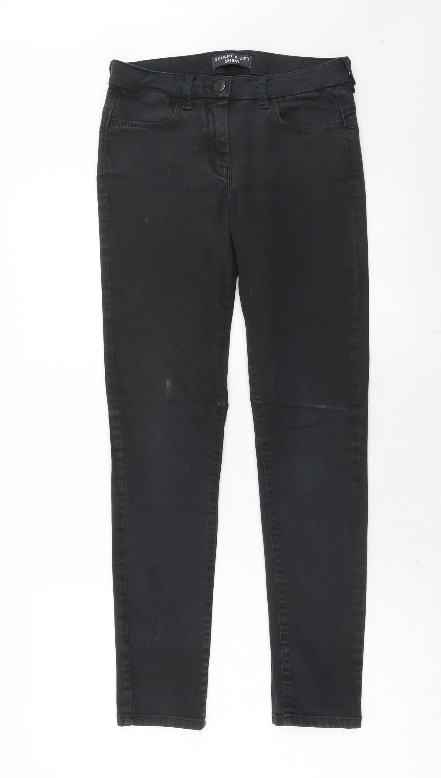 Marks and Spencer Womens Grey Cotton Skinny Jeans Size 8 Regular Zip