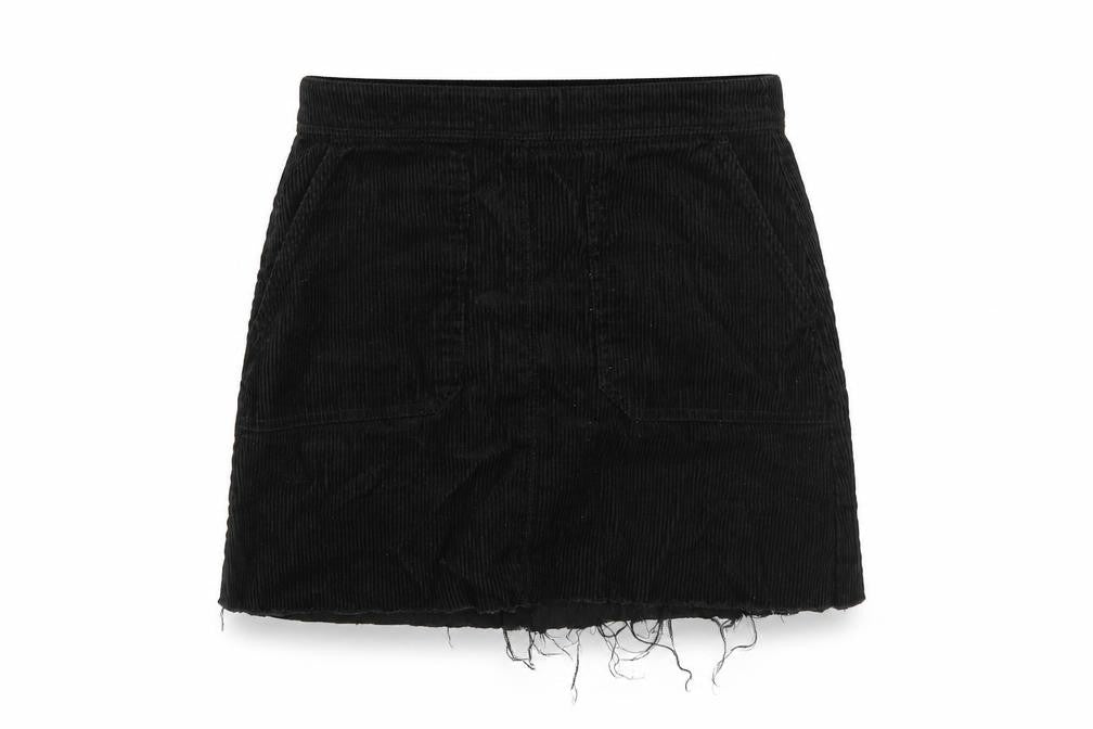 Marks and Spencer Womens Black Cotton Mini Skirt Size 8 Zip