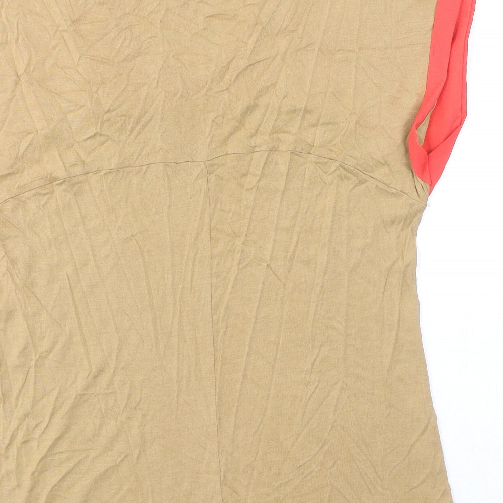 NEXT Womens Brown Viscose Basic T-Shirt Size 12 V-Neck