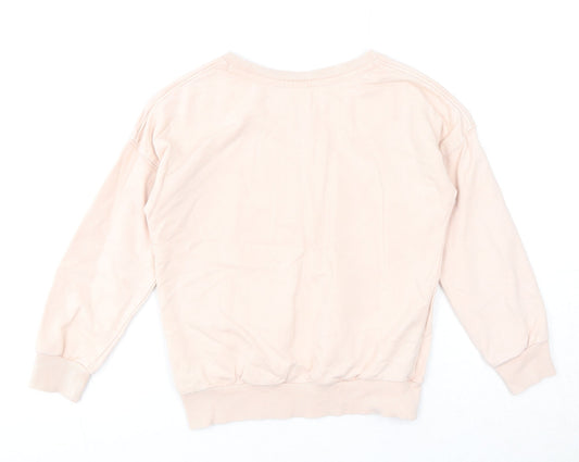 NEXT Girls Pink Cotton Pullover Sweatshirt Size 6 Years Pullover