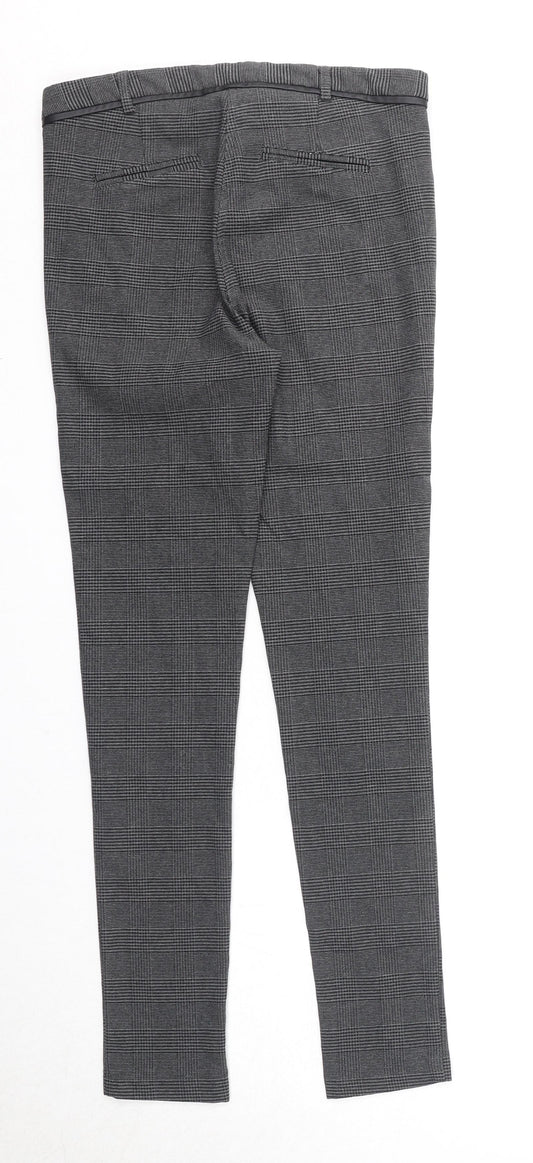 Dorothy Perkins Womens Black Check Viscose Trousers Size 8 Regular Zip