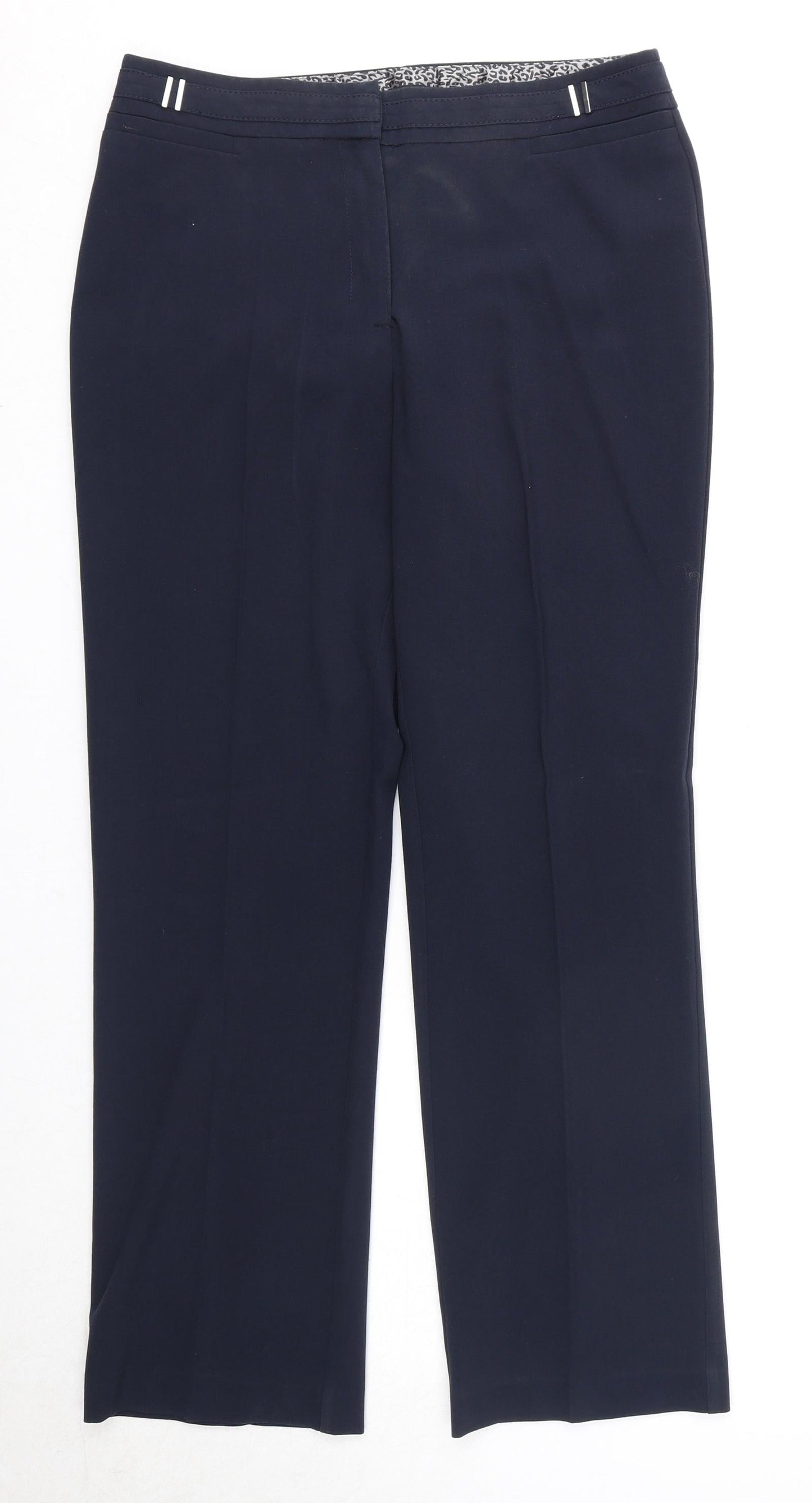 M&Co Womens Blue Polyester Trousers Size 10 Regular Zip