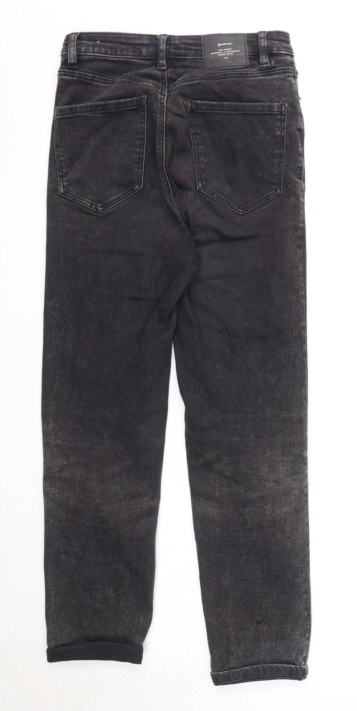Stradivarius Womens Black Cotton Straight Jeans Size 8 Regular Zip