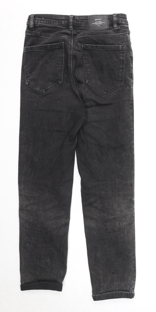 Stradivarius Womens Black Cotton Straight Jeans Size 8 Regular Zip