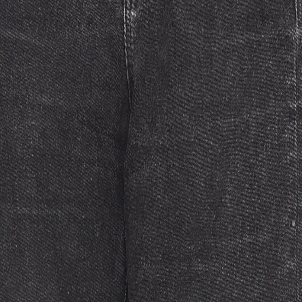 Stradivarius Womens Black Cotton Straight Jeans Size 8 Regular Zip
