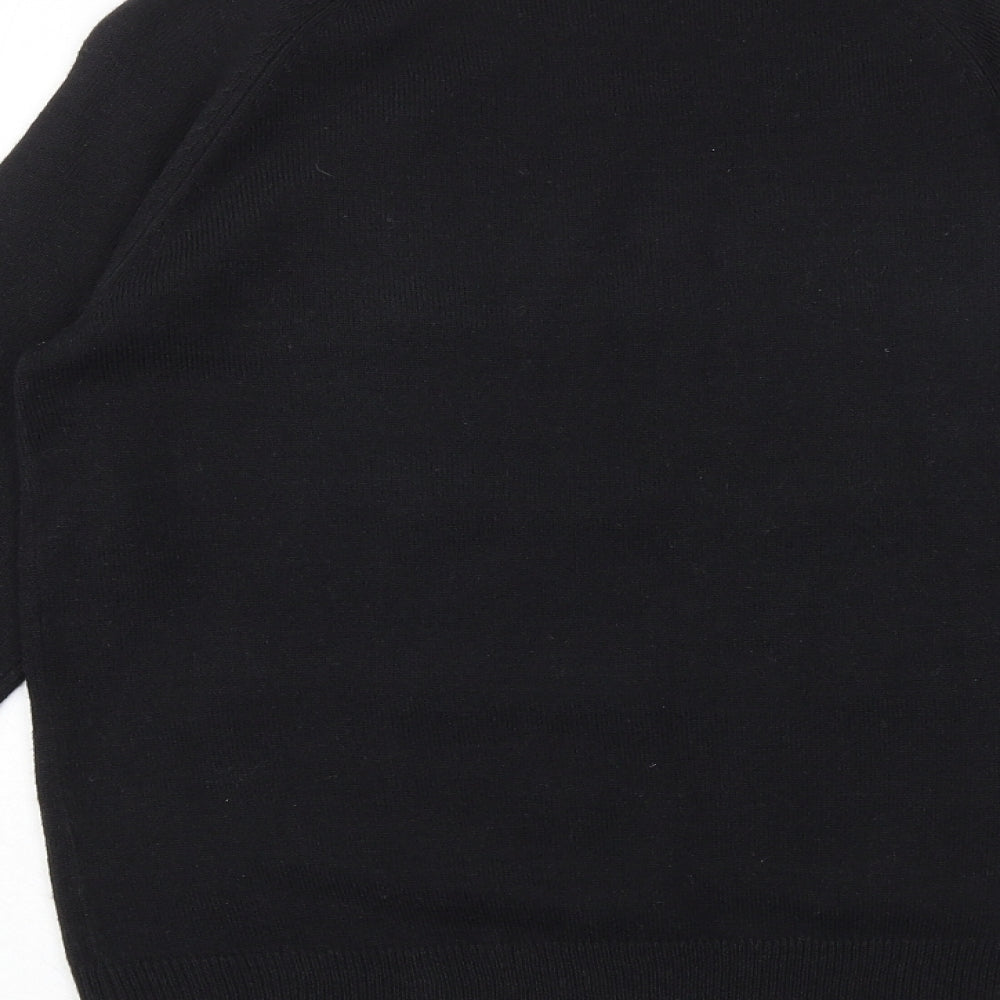 Marks and Spencer Womens Black Round Neck Geometric Acrylic Pullover Jumper Size 8