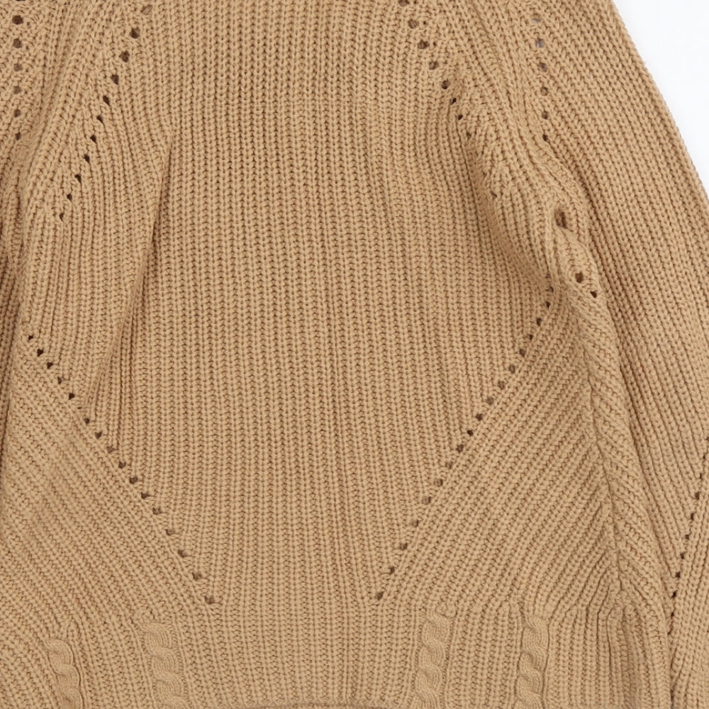 Dorothy Perkins Womens Beige Round Neck Acrylic Pullover Jumper Size 6