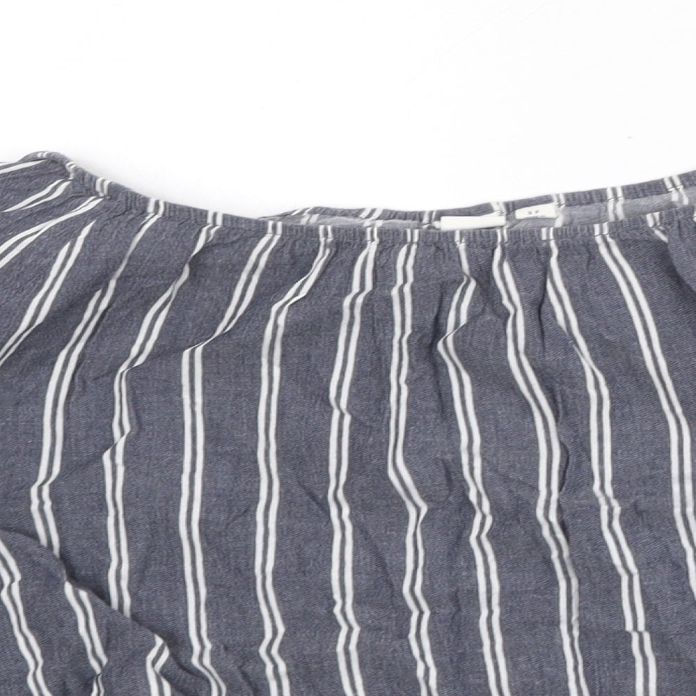 Gap Womens Grey Striped 100% Cotton Basic Blouse Size S Off the Shoulder