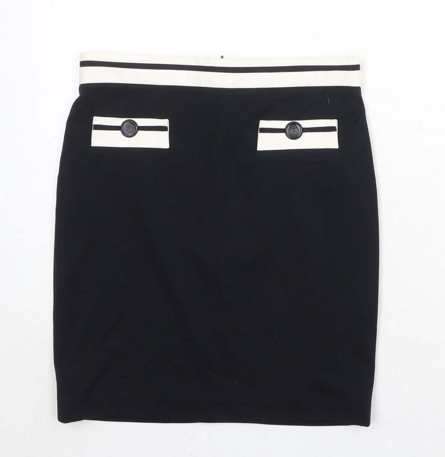 Zara Womens Blue Polyester A-Line Skirt Size S Zip