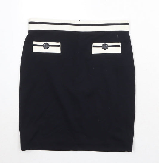 Zara Womens Blue Polyester A-Line Skirt Size S Zip