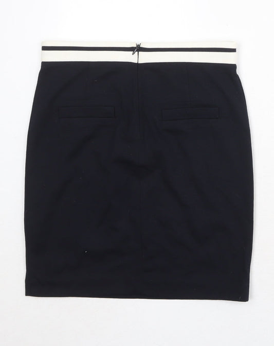 Zara Womens Blue Polyester A-Line Skirt Size S Zip