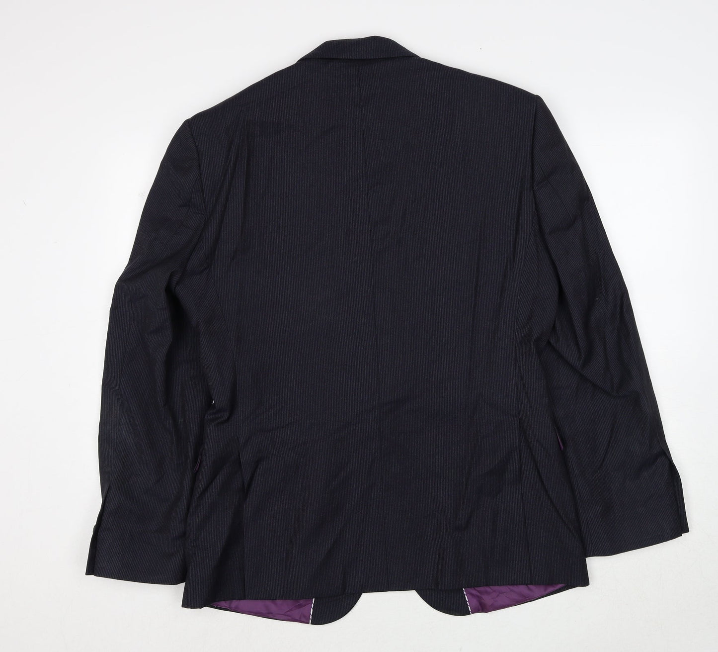 Fellini Mens Black Striped Polyester Jacket Suit Jacket Size 38 Regular