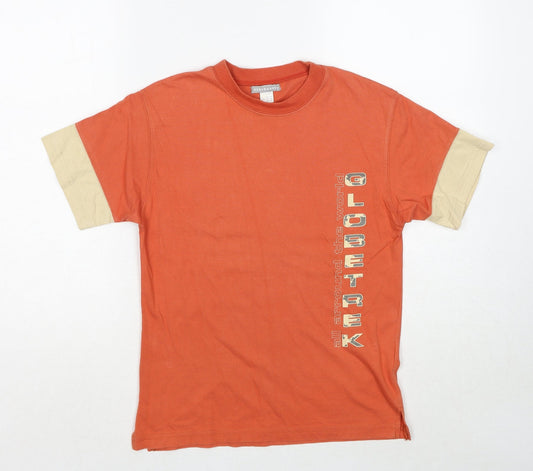 Vertbaudet Boys Orange Cotton Pullover T-Shirt Size 10 Years Crew Neck Pullover