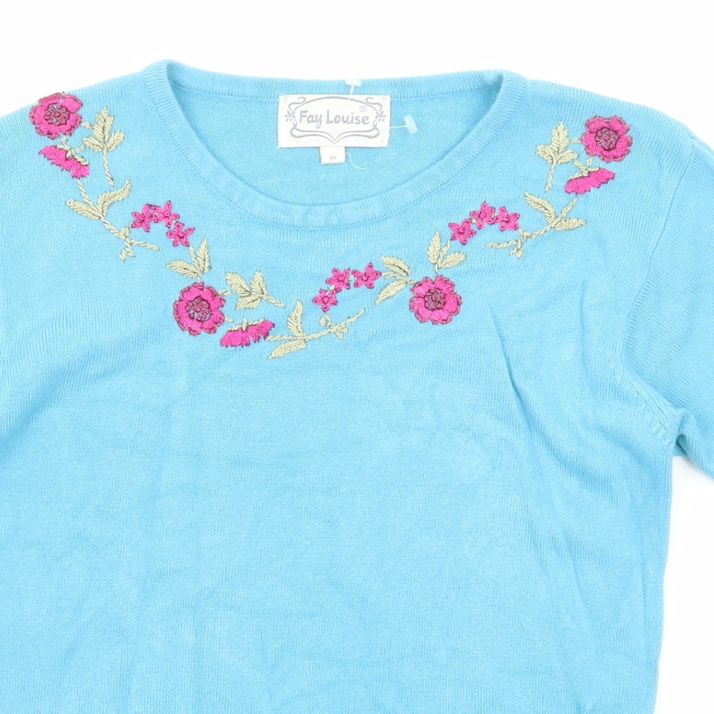 Fay Louise Womens Blue Round Neck Acrylic Pullover Jumper Size M