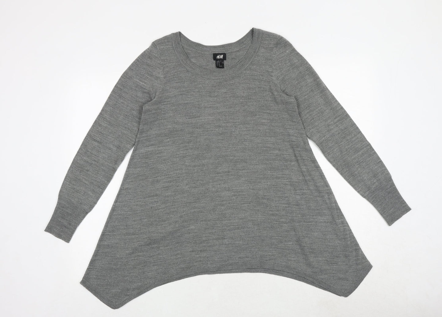 H&M Womens Grey Round Neck Acrylic Pullover Jumper Size XS