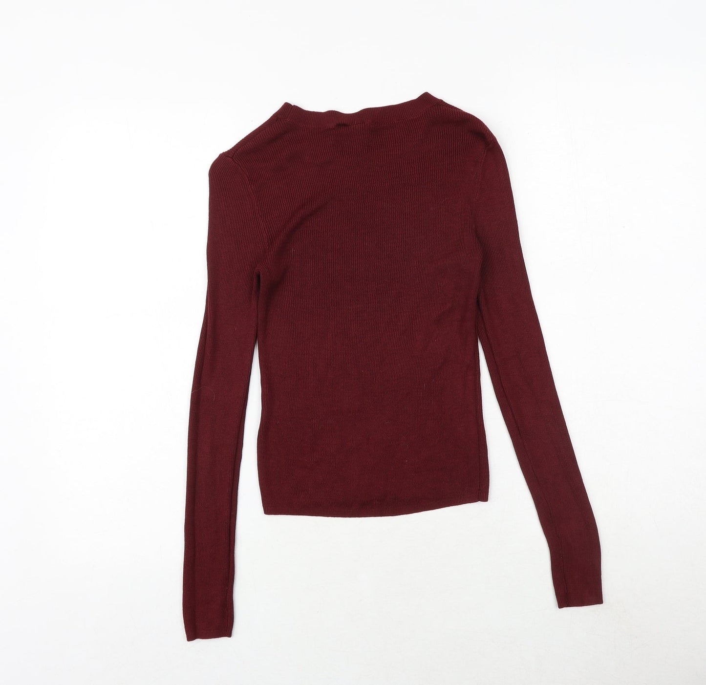 H&M Womens Red Round Neck Viscose Pullover Jumper Size S