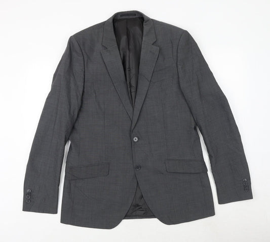 Fellini Mens Grey Wool Jacket Suit Jacket Size 40 Regular